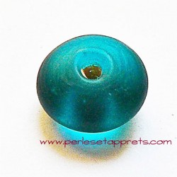 Perle intercalaire en verre bleu canard 12mm