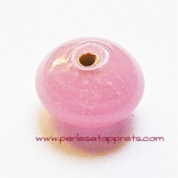 Perle intercalaire en verre rose 12mm