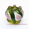 Lot 4 Perle ronde picot en verre vert rose 18mm