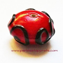 Perle ronde en verre rouge 18mm