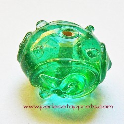 Perle ronde en verre vert transparent 18mm