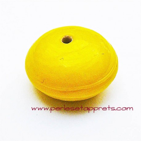 Perle ronde en verre jaune 18mm