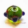 Lot 3 Perle ronde picot en verre vert bleu 18mm
