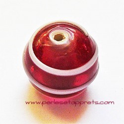 Perle ronde en verre rouge 14mm
