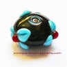 Lot 2 Perle ronde fleur en verre noir bleu 18mm