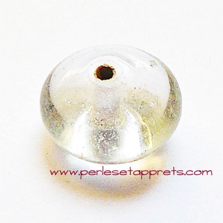 Perle intercalaire en verre transparent 14mm