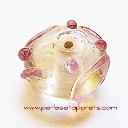 Perle ronde en verre transparent rose 18mm