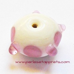 Perle ronde picot en verre blanc rose 18mm