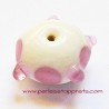 Lot 2 Perle ronde picot en verre blanc rose 18mm