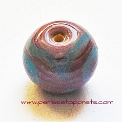 Perle ronde en verre mauve bleu 12mm