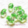 Lot 5 Perle ovale en verre transparent vert 14mm