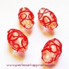 Lot 7 Perle ovale en verre blanc orange 25mm