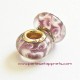 Perle en verre gros trou mauve 14mm