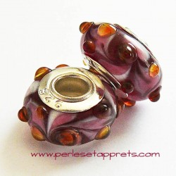 Perle en verre gros trou rouge 14mm