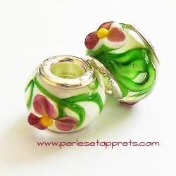 Perle en verre gros trou blanc 14mm