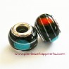 Perle en verre gros trou noir 14mm
