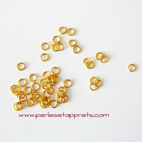 Lot 50 anneaux 5mm couleur or en cuivre pour bijoux, perles et apprêts