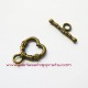 Fermoir toggle 17mm coeur bronze laiton pour bijoux, perles et apprêts