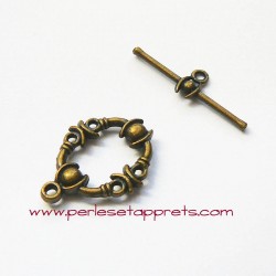 Fermoir toggle ovale 20mm bronze laiton pour bijoux, perles et apprêts