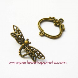 Fermoir toggle libellule 25mm bronze laiton pour bijoux, perles et apprêts