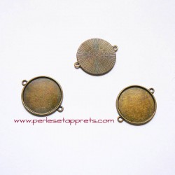Pendentif connecteur rond 28mm bronze laiton à décorer, fimo, bijoux, perles et apprêts