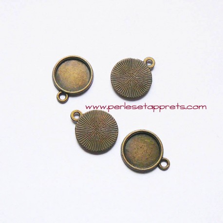 Lot 6 pendentifs ronds 15mm bronze laiton, à décorer, fimo, perles et apprêts