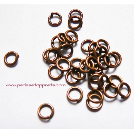 Lot 50 anneaux de jonction rond ouvert simple en métal cuivre 5mm, perles et apprêts pour bijoux