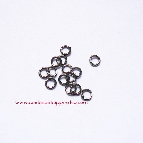Lot 10 anneaux ronds 5mm gris gunmetal, ouvert simple de jonction, perles et apprêts
