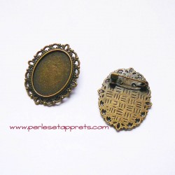 Lot 10 broche ovale rétro 35mm bronze