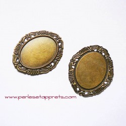 Pendentif ovale 53mm bronze laiton, à décorer, perles et apprêts