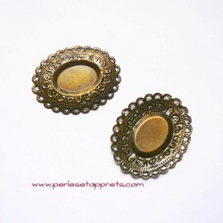 Pendentif ovale 47mm bronze laiton à décorer, perles et apprêts