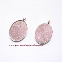 Pendentif ovale 40mm argent à décorer, perles et apprêts