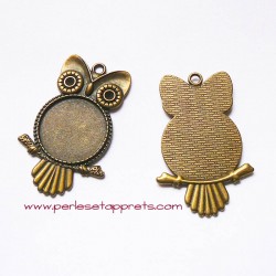 Pendentif hibou chouette 55mm bronze laiton à décorer, perles et apprêts