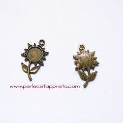 Lot 5 pendentifs fleur 25mm bronze