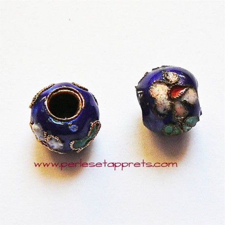 Perle ronde cloisonnée bleue 10mm