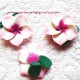 Lot 11 Perle fleur rose 25mm fimo