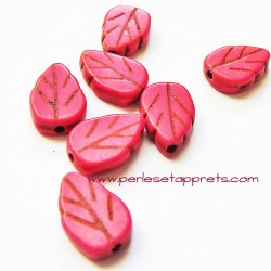 Perle feuille howlite rose 13mm, pour bijoux, perles et apprêts