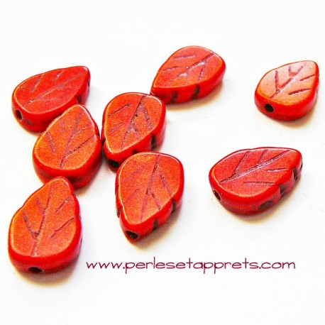 Perle feuille howlite orange 13mm, pour bijoux, perles et apprêts