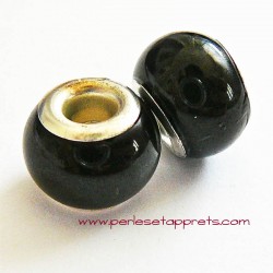 Perle en onyx gros trou noire 14mm