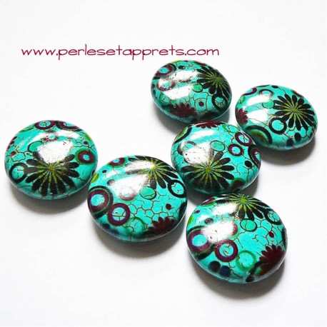 Perle en turquoise ronde fleur 25mm pour bijoux, perles et apprêts