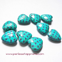 Perle en turquoise coeur 20mm pour bijoux, perles et apprêts