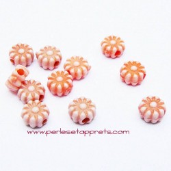 Perle synthétique fleur orange 6mm pour bijoux, perles et apprêts