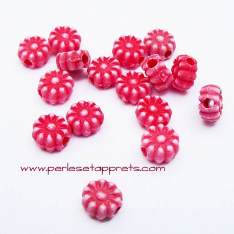 Perle synthétique fleur rouge 6mm pour bijoux, perles et apprêts