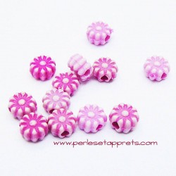 Perle synthétique fleur rose fuchsia 6mm pour bijoux, perles et apprêts