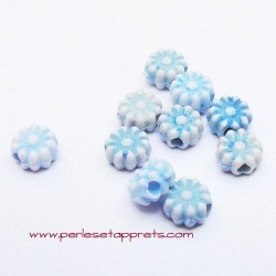 Perle synthétique fleur bleue 6mm pour bijoux, perles et apprêts