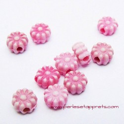 Perle synthétique fleur rose 6mm pour bijoux, perles et apprêts
