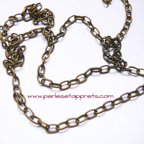 Chaîne maille forçat 7mm bronze laiton, pour bijoux, perles et apprêts