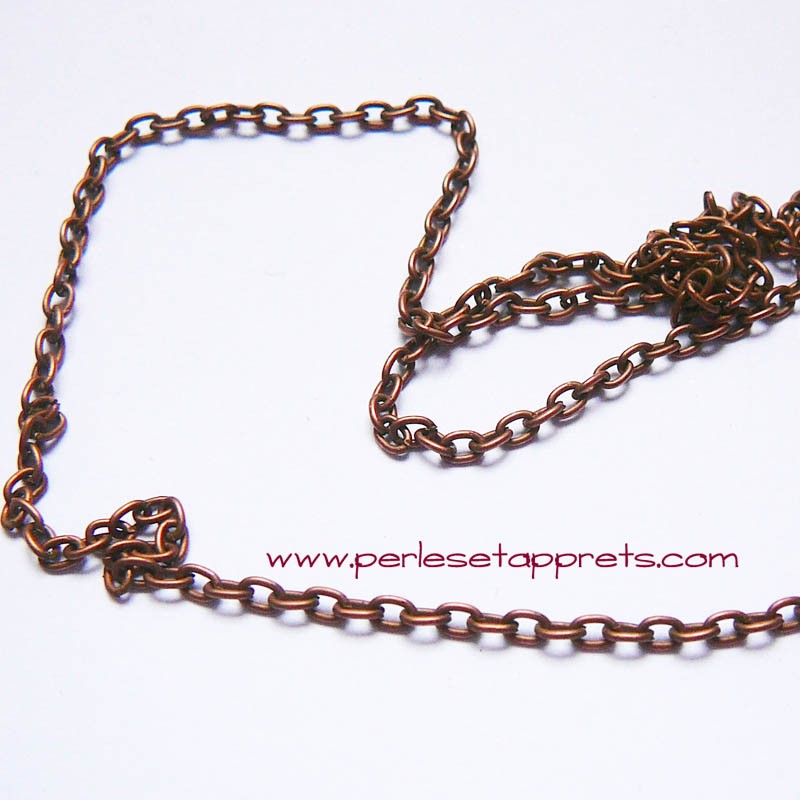 Chaîne maille forçat 3mm cuivre pour bijoux, colliers, perles apprêts