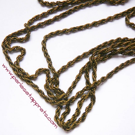 Chaîne torsadée 3mm bronze laiton, pour bijoux, perles et apprêts