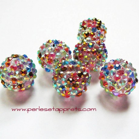 Perle shamballa ronde transparente strass 18mm, pour bijoux, bracelet, perles et apprêts